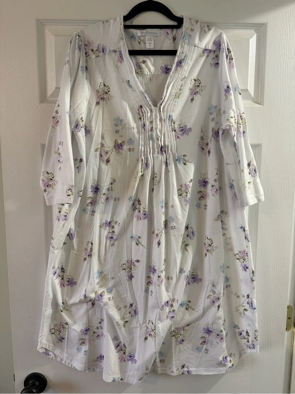 Midnight by Carole Hochman White Tunic with Lavender Floral Print